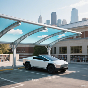 Phong cách mới tùy chỉnh PVC/pvdf/PTFE mái ngoài trời gió mạnh thép Tùy chỉnh màu carport 2 chỗ đậu xe - Product Image 2