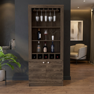 Mobile da Bar in noce scuro con finitura cinque Wine Cubbie Margarita - Product Image 3