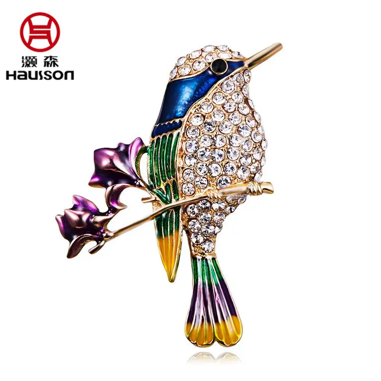 2022 Well Designed Clothing accessories crystal rhinestone vintage bluebird brooch antique hummingbird pin