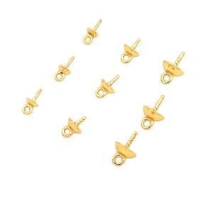 Accesorios hechos a mano para engastar cuentas semiperforadas de cobre chapado en oro de 18k con diseño de ojal, engaste de perlas y espiral - Product Image 5