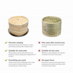 Cuiseur vapeur en bambou 10 pouces, 2 niveaux, double couche, pour soupes, pains électriques, cuisson vapeur, <span class=keywords><strong>dim</strong></span> <span class=keywords><strong>sum</strong></span> à la maison, multicouche - Product Image 3