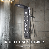 Nouvelle colonne de douche multifonctionnelle en acier inoxydable 304 brossé pour salle de bain familiale, avec jets de massage céramiques et fonction pluie