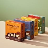 Boîte d'emballage de chocolat pliable de luxe écologique de qualité supérieure avec logo personnalisé, finition mate de qualité alimentaire, dorée, avec fenêtre