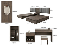 Usine directe hôtel de luxe moderne chambre ensemble de meubles en bois massif 5 étoiles hôtel standard cadre de lit panneau têt