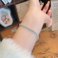 Bracelet tennis serti de diamants ronds brillants en or blanc 18 carats, diamants de laboratoire, bijoux de mode pour femmes, vente en gros, créateur