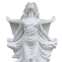 Statue d'ange en marbre, figure féminine ailée sculptée en marbre blanc, sculpture de jardin pour la décoration de la cour, du hall de la villa
