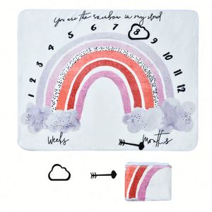 Manta de Franela Personalizada para Registrar los Hitos del Crecimiento del Bebé, Rastreador de Crecimiento para Fotografía de Recién Nacidos y Decoración de Cumpleaños - Product Image 4