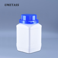Bouteille carrée en plastique à large ouverture pour réactifs, vide, 250 ML, 500 ML, 1000 ML, avec bouchon intérieur