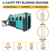 Machine de fabrication de bouteilles en plastique 4 cavités 5L 4000BPH, machine de soufflage PET pour la production de bouteilles d'eau en usine