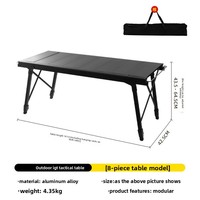 Mesa Plegable de Aleación de Aluminio Ajustable en Altura, Estilo Glamping, Portátil, Multifuncional, Expandible, para Viajes y Campamento
