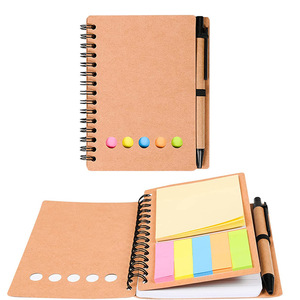 Lót xoắn ốc máy tính xách tay giấy kraft Bìa notepad với bút trong chủ ghi chú dán trang đánh dấu màu chỉ mục Tab đồ dùng học tập - Product Image 4
