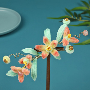 Horquilla de Pelo con Flor de Terciopelo, Diseño Original, Hecha a Mano, Estilo Antiguo, Fresca y Linda, Accesorios para el Cabello, Otoño/Invierno 2024 - Product Image 1