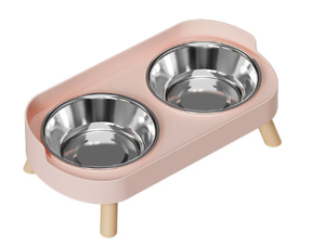 Bol double anti-renversement en acier inoxydable et plastique pour chats et chiens, protège les vertèbres cervicales, empêche les déversements, utilisation intérieure/extérieure - Product Image 5