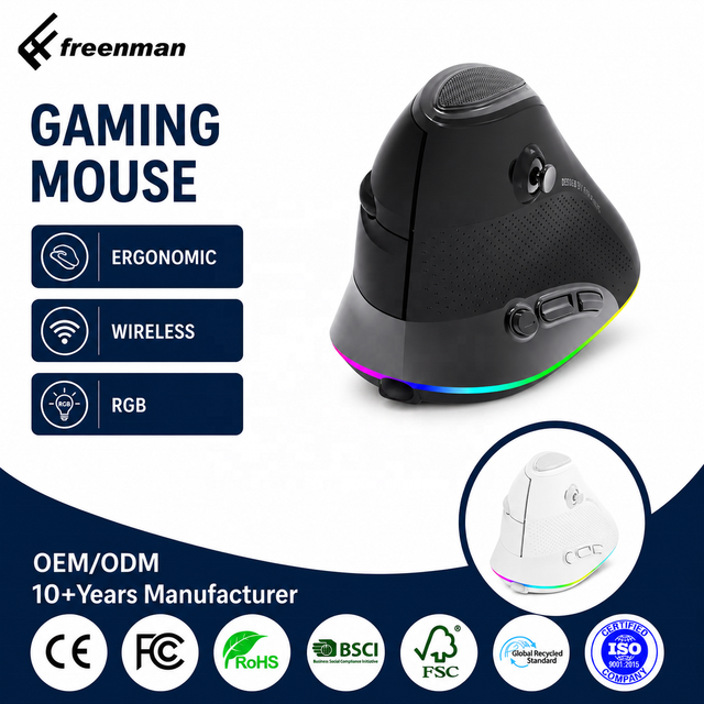 Vertical Ergonomic Mouse Wireless 2.4G BT 11 Buttons Mouse RGB Backlit for Gaming Mouse Programmable Office Home