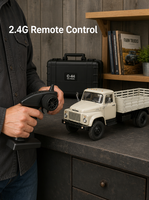 Camion de transport militaire RC WPL 1:16 2,4 GHz 6 roues motrices avec remorque métallique, télécommande électrique, portée de 30 à 50 m