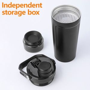 Custom logo 20oz Leakproof Insulated Stainless Steel Shaker Cup BPA-Free Double Wall Powder Coated Protein Shakes <b>Bottle</b> - Product Image 5