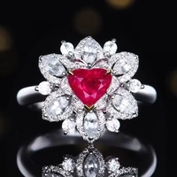 Bague SGARIT en or massif 18 carats certifiée avec rubis naturel non chauffé de couleur sang de pigeon taille cœur de 1,12 carat, bijou de mariage