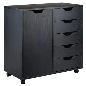 Wholesale Classicism Black Branded Wood 5-drawers Storage Filing Cabinet For Manager