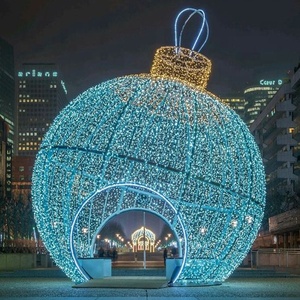 Luci Decorative Natalizie 3D a LED con Motivo Impermeabile da Esterno Struttura Metallica Ornamento Gigante Fatto a Mano Luci ad Arco e Sfera per Centri Commerciali - Product Image 1