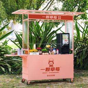 Carrito de Comida Moderno, Carrito de Perritos Calientes de 4 Ruedas, Camión de Comida de Caña de Azúcar con Calentadores de Plataforma - Product Image 1