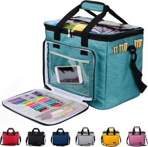 Muestra gratuita: Bolsa de punto portátil de gran capacidad con cubierta y divisor interior, organizador de hilo, bolsa de almacenamiento de hilo, bolsa de ganchillo - Product Image 2