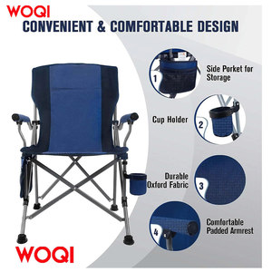 Chaise de camping portable Woqi, structure en aluminium, tissu Oxford, pliable, avec porte-gobelet et sac de rangement - Product Image 5