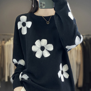 Jacquard Mao jinxiu 100 Cashmere của phụ nữ áo len dệt kim áo thun áo len lỏng hồ sơ mềm sáp tinh tế hàng đầu - Product Image 5