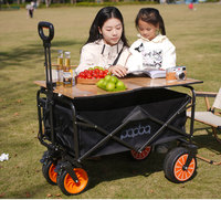 Chariot de camping électrique à quatre roues, pliable, en acier inoxydable, robuste, pour la plage, le jardin et les outils