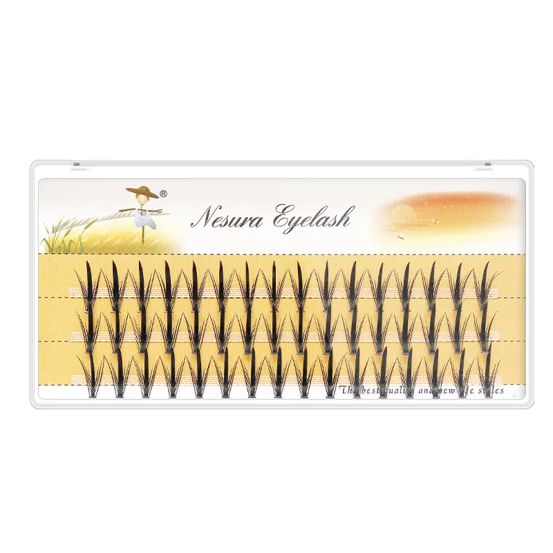 Soft Airy Slender Thickened Middle False Eyelashes 0.07mm Hand Made Icicle Style Nesura Eyelash Segmented Fan Eyelash Extension