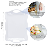 Plateau rectangulaire en mélamine avec poignées, 38 x 25 cm, 15 pouces, pour la présentation de pâtisseries et de produits de boulangerie