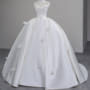 <span class=keywords><strong>Robe</strong></span> de mariée <span class=keywords><strong>chic</strong></span> en satin avec petites fleurs, sans manches, <span class=keywords><strong>robe</strong></span> de mariée couture, robes couture Sfy58 - Product Image 2