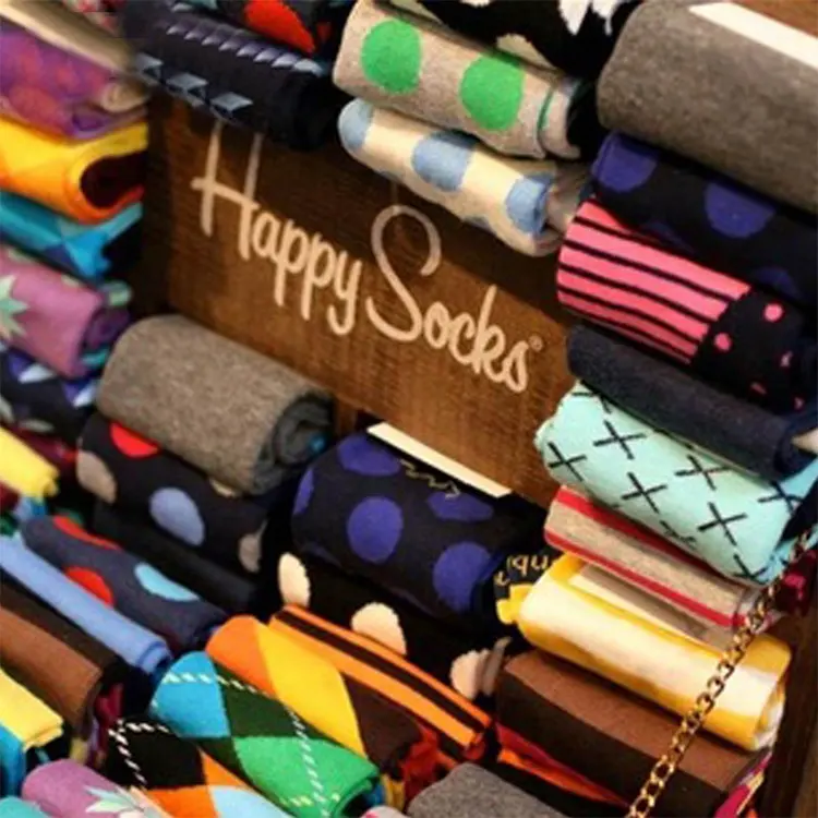 Emballage unisexe de qualité fantaisie avec logo personnalisé Happy Socks Chaussettes colorées unisexes pour hommes et femmes