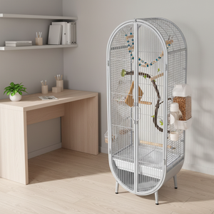 Jaula de Lujo Exquisita para Loros de Metal, Portátil, para Exteriores, con Bandeja de Plástico y Embalaje en Caja, Estilo Hogar, de Alambre de Acero - Product Image 1