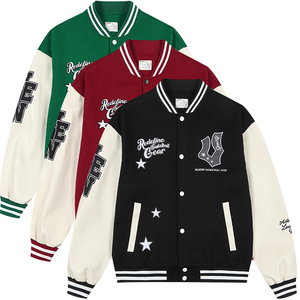 <span class=keywords><strong>Veste</strong></span> universitaire Preppy personnalisée en gros hommes manteau de baseball décontracté coupe-vent avec broderie lourde et bouton XL pour l'automne - Product Image 1