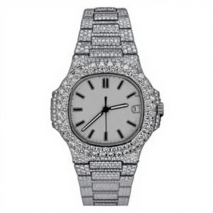 Full Iced Out Moissanite Stainless Steel <b>Watch</b> <b>for</b> <b>Men</b> Luxury Automatic <b>Mechanical</b> Wristwatch with Date Display - Product Image 1