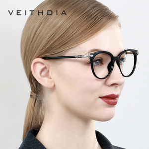 Veithdia Fashion Cat Eye - Gafas de ordenador con montura TR90 Plano Anti Blue Light para mujer, montura completa 8003 - Product Image 1