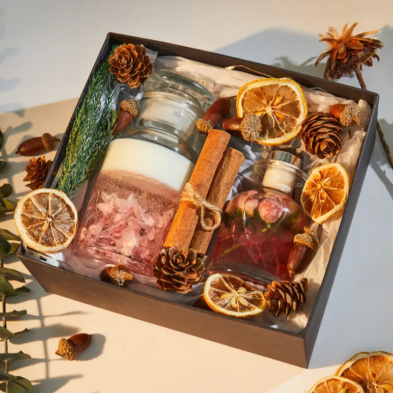 DIY Gift Box Dried Fower Fragrância Óleo Essencial Vela Perfumada companheiro Presente Aniversário Exquisite Vela