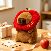Peluche Capybara Mignonne avec Chapeau Pomme, Jouet en Peluche Doux, Vente en Gros, Fabricant de Peluches Personnalisées, Cadeaux pour Enfants