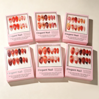 12 pièces Nouveau design Faux ongles œil de chat en acrylique à presser, motif fleur dorée 3D, taille moyenne, couvrance totale, avec colle, vente en gros
