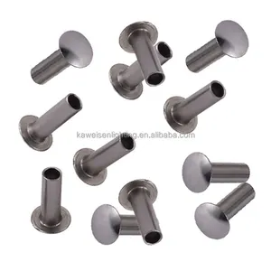 Fabrication de Rivets en acier au carbone, tête bombée à profil bas de 5mm, placage de Nickel, Rivet Semi-creux pour sacs à bagages, Rivets semi-tubulaires