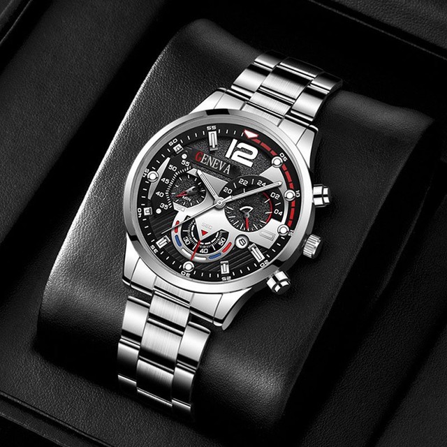 Cross-Border Best-Selling Eco-Friendly Men's Alloy Stainless Steel Strap Business Wristwatch Pointer Type Calendar Quartz Watch