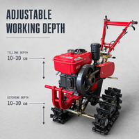 آلة حرث التربة المحمولة 180E/9HP بمحرك ديزل مبرد بالماء وجنزير مزدوج، مثالية للمزارع والحدائق.