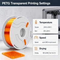 Filament d'impression 3D PETG 50% translucide à haute transmission lumineuse pour les pièces transparentes, les boîtiers et les diffuseurs de lumière