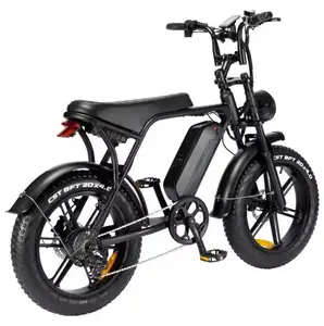 V8黑色20英寸。48V 750瓦电动城市自行车电动自行车，带可拆卸电池7速踏板辅助