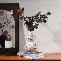 Vase en céramique de style chinois moderne, bleu et blanc, avec des fleurs en porcelaine craquelée, des fleurs séchées, hydroponie, sens avancé, ornements