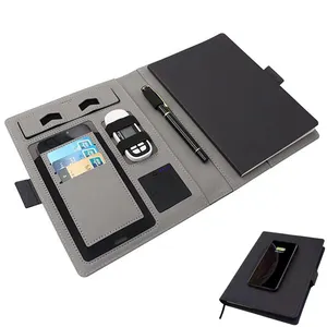 Promotional PU Notebook With Power Bank Wireless Charger and Power Bank Notebook