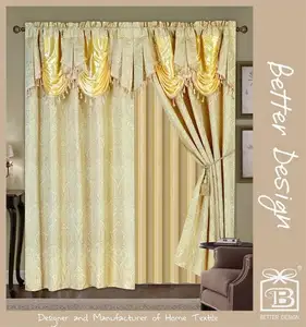 Luxury Gold India style Valance Curtains Drapery Made in China