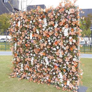 Wedding <b>Artificial</b> Flower Wall Panel 3d Flower Wall Backdrop 8ft X 8ft Roll up Silk Rose Flower Wall - Product Image 1
