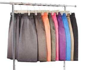 Pantalones Cortos Deportivos Vintage de Algodón 100% con Lavado Ácido para Hombre y Mujer, Cintura Elástica Media, Estampados, Transpirables, Antiarrugas, Holgados - Product Image 1