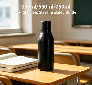 Bouteille d'eau incurvée en acier inoxydable 304 à double paroi de 350 ml/550 ml/750 ml, gourde isotherme portable pour sports de plein air et voiture - Product Image 4